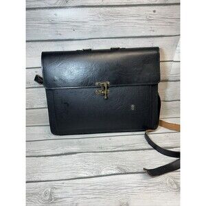 Antique  Case/Government Diplomatic Satchel/Briefcase/Genuine Black Leather